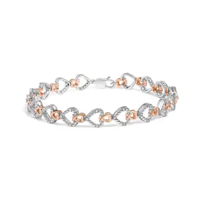 10K Rose and White Gold 1/4 Cttw Diamond Infinity Loop and Swirl Link Bracelet, 7.25 In by Haus of Brilliance