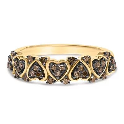 10K Yellow Gold Plated.925 Sterling Silver 1/3 Cttw Natural Diamond Band Ring