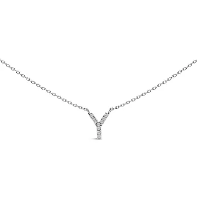 10K White Gold Diamond Accent a Block Initial Pendant Necklace, 18 In by Haus of Brilliance