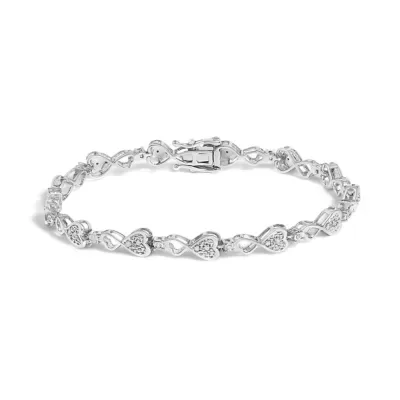 925 Sterling Silver 1/4 Cttw Diamond Infinity Heart Link Bracelet, 7 In by Haus of Brilliance
