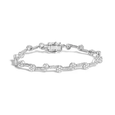 925 Sterling Silver 2.0 Cttw Diamond Custer Link Bracelet, 7.25 In by Haus of Brilliance