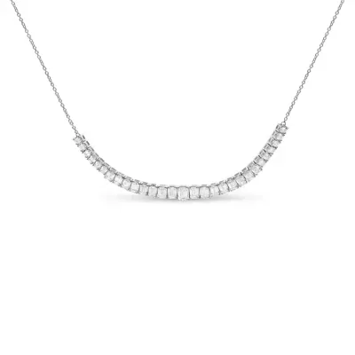 Lab Created 14K White Gold Lab Grown Diamond 5.0 Cttw Emerald Cut Station Necklace, 18 In by Haus of Brilliance