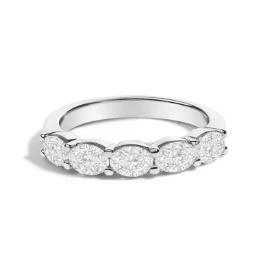 Lab Created 14K White Gold 1 1/4 Cttw Lab Grown Oval East West Band Ring by Haus of Brilliance