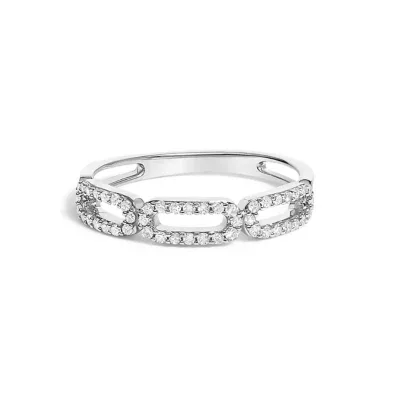14K White Gold 1/4 Cttw Diamond Paper Clip Ring by Haus of Brilliance