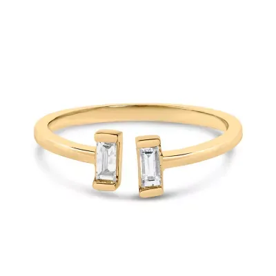 14K Yellow Gold Plated Sterling Silver 1/5 Cttw Baguette Diamond Open Band Ring by Haus of Brilliance