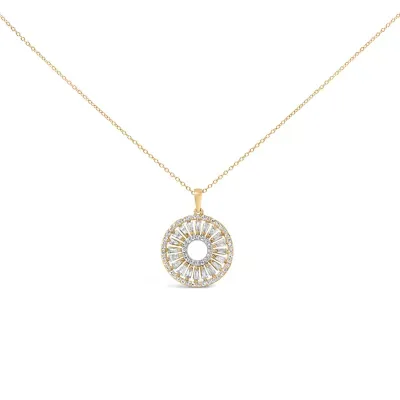 14K Yellow Gold Plated Sterling Silver 1 1/6 Cttw Diamond Sunburst Medallion Pendant Necklace, 18 In by Haus of Brilliance