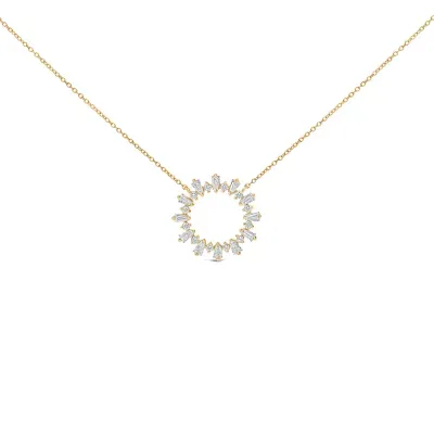 14K Yellow Gold Plated Sterling Silver 3/4 Cttw Diamond Starburst Pendant Necklace, 18 In by Haus of Brilliance