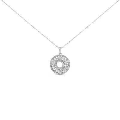 1 1/6 Cttw Diamond Openwork Medallion Pendant Necklace, 18 In