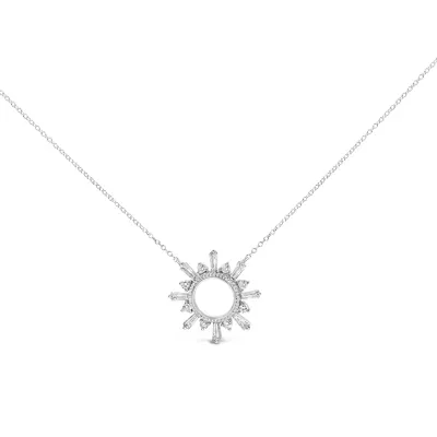 5/8 Cttw Diamond Starburst Medallion Pendant Necklace, 18 In