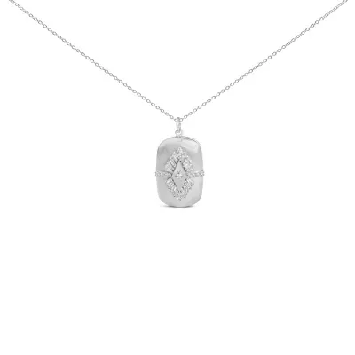 3/8 Cttw Diamond Puffed Medallion Design Pendant Necklace, 18 In