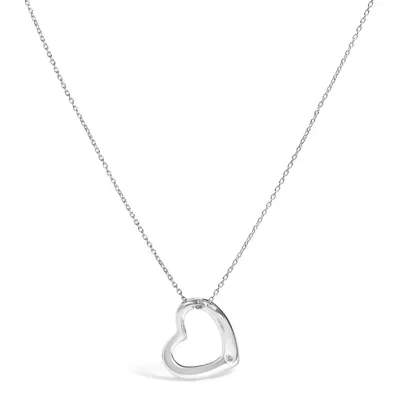 Bezel Set Diamond Accent Heart Pendant Necklace, 18 In by Haus of Brilliance