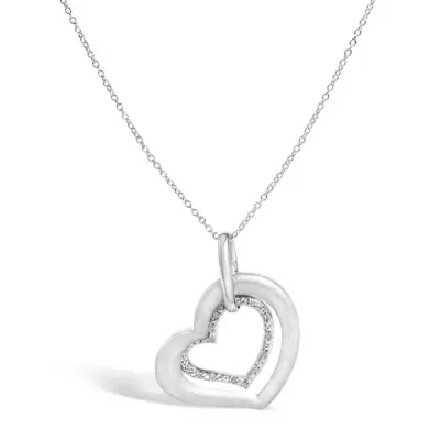 Diamond Accent Matte Finish Heart Pendant Necklace, 18 In by Haus of Brilliance
