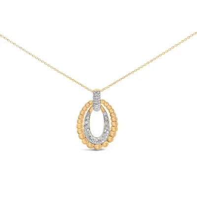 Gold Vermeil 1/10 Cttw Diamond Bold Bead Pendant Necklace, 18 In
