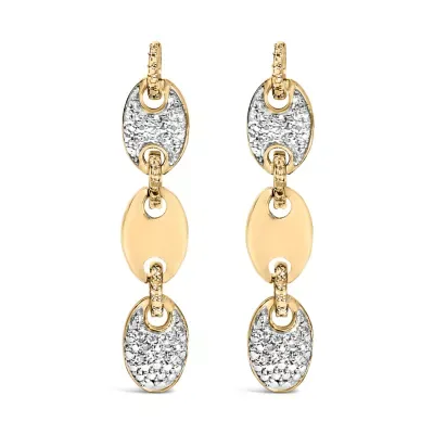 Gold Vermeil 1/10 Cttw Diamond Bold Disc Link Earring by Haus of Brilliance