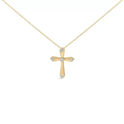 Gold Vermeil Diamond Accent Cross Pendant Necklace, 18 In by Haus of Brilliance