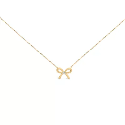 Gold Vermeil Diamond Accent Bow Tie Pendant Necklace, 18 In by Haus of Brilliance