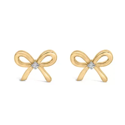 Gold Vermeil Diamond Accent Bow Earring by Haus of Brilliance