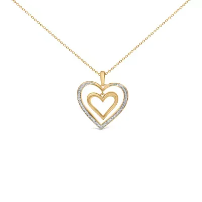 Gold Vermeil Diamond Accent Double Heart Pendant Necklace, 18 In by Haus of Brilliance