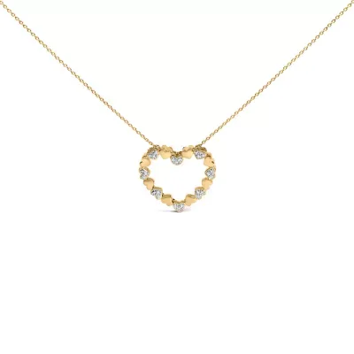Gold Vermeil Diamond Accent Puffed Heart Pendant Necklace, 18 In by Haus of Brilliance