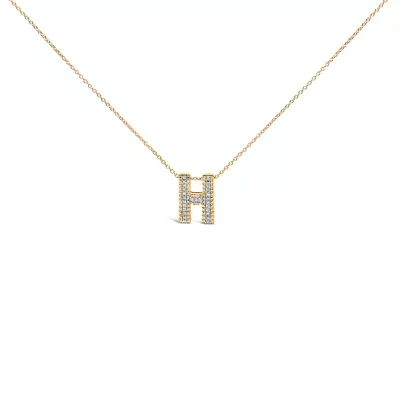 Yellow Gold Vermeil Diamond Accent Initial Bubble Pendant Necklace, 18 In by Haus of Brilliance