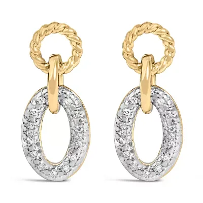 Gold Vermeil 1/10 Cttw Diamond Oval Link Earrings by Haus of Brilliance