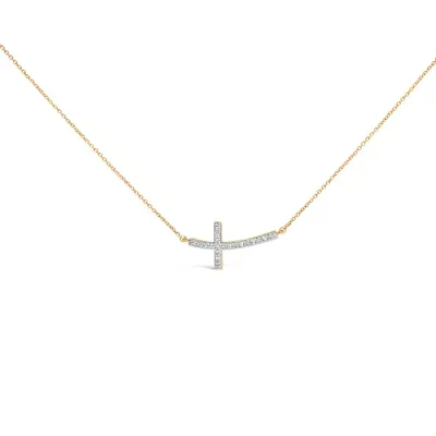 Gold Vermeil Diamond Accent Cross Bar Necklace, 18 In by Haus of Brilliance