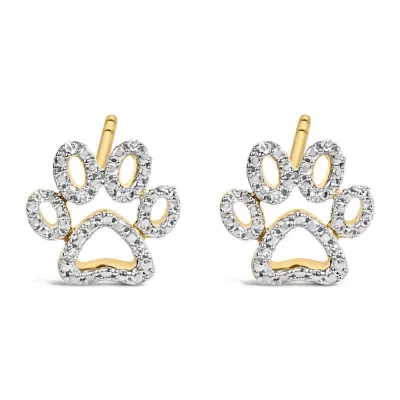 Gold Vermeil Diamond Accent Pet Paw Earring by Haus of Brilliance