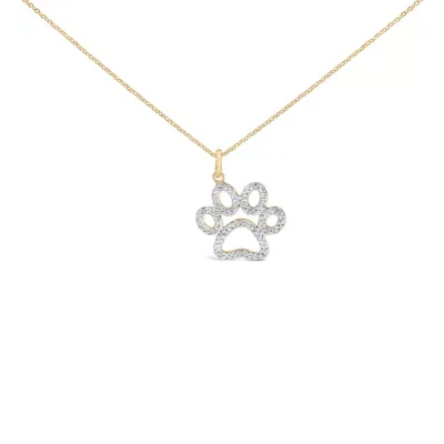Gold Vermeil Diamond Accent Pet Paw Pendant Necklace, 18 In by Haus of Brilliance