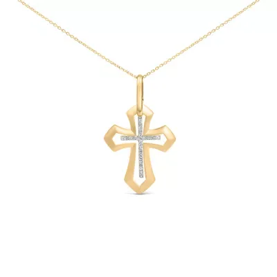 Gold Vermeil Diamond Accent Roman Cross Pendant Necklace, 18 In by Haus of Brilliance