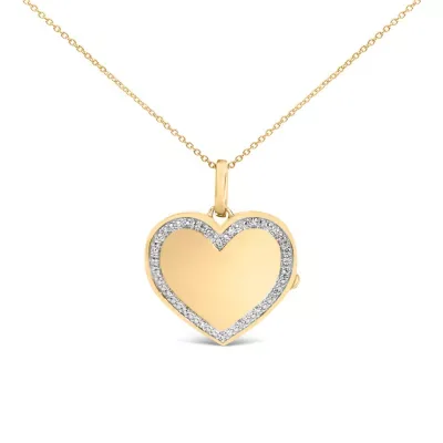 Gold Vermeil 1/10 Cttw Diamond Heart Locket Pendant Necklace, 18 In by Haus of Brilliance