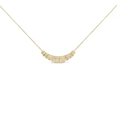 Gold Vermeil 1/10 Cttw Diamond Bold Ribbed Pendant Necklace, 18 In