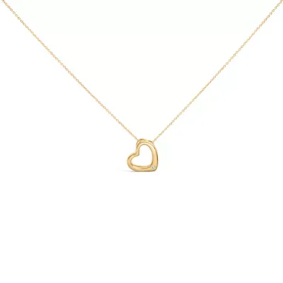 Gold Vermeil Diamond Accent Heart Pendant Necklace, 18 In