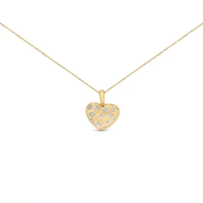 Gold Vermeil 1/10 Cttw Diamond Bold Heart Pendant Necklace, 18 In by Haus of Brilliance