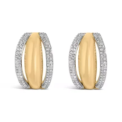 Gold Vermeil 1/10 Cttw Diamond Bold Half Hoop Earring by Haus of Brilliance