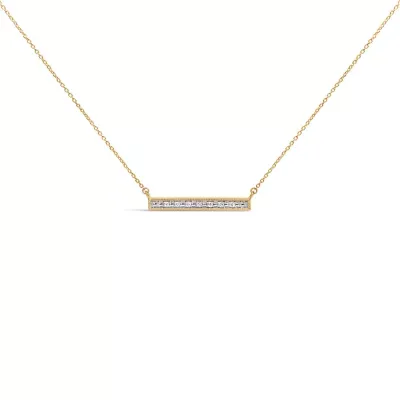 Yellow Gold Vermeil Diamond Accent Bar Pendant Necklace, 18 In by Haus of Brilliance