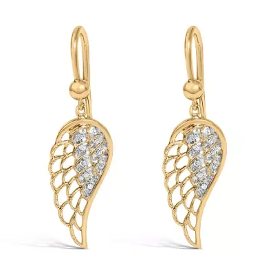 Gold Vermeil Diamond Accent Angel Wing Drop Earring by Haus of Brilliance