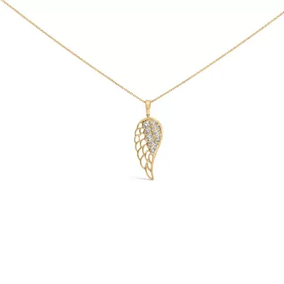Gold Vermeil Diamond Accent Angel Wing Pendant Necklace, 18 In by Haus of Brilliance