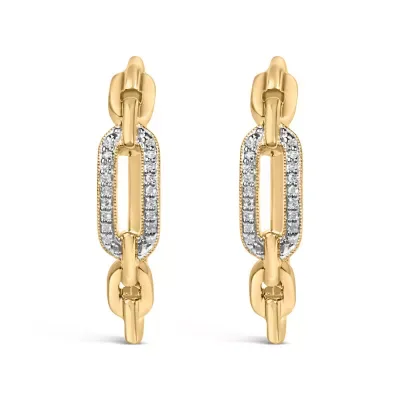 Gold Vermeil 1/10 Cttw Diamond Paperclip Hoop Earring