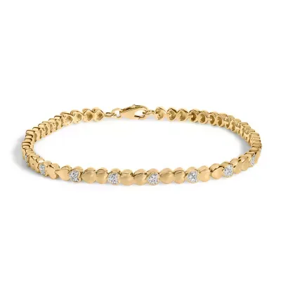 Gold Vermeil 1/7 Cttw Diamond Puff Heart Bangle Bracelet, 7.5 In by Haus of Brilliance