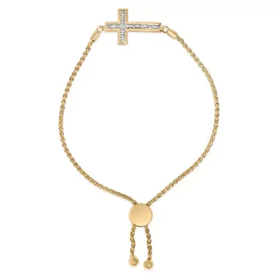 Gold Vermeil Diamond Accent Cross Lariat Bolo Bracelet, 7.5 In by Haus of Brilliance