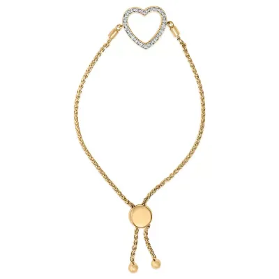 Gold Vermeil Diamond Accent Heart Lariat Bolo Bracelet, 7.5 In by Haus of Brilliance