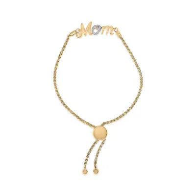 Gold Vermeil Diamond Accent MOM Lariat Bolo Bracelet, 8 In by Haus of Brilliance