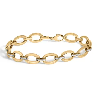 Gold Vermeil 1/10 Cttw Diamond Bold Oval Link Bracelet, 7.25 In