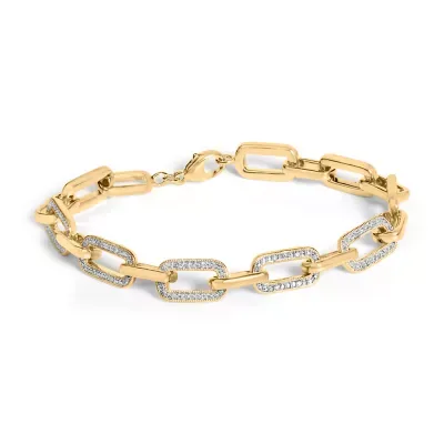 Gold Vermeil 1/10 Cttw Diamond Bold Paperclip Link Bracelet, 7.25 In