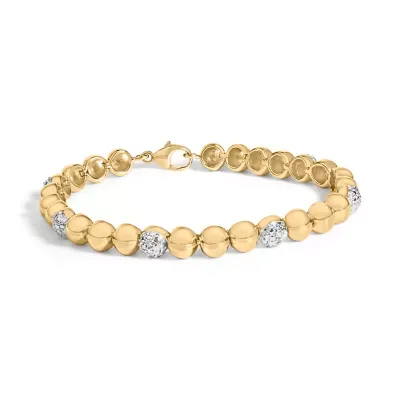 Gold Vermeil 1/5 Cttw Diamond Bold Dome Bead Link Bracelet, 7.25 In by Haus of Brilliance