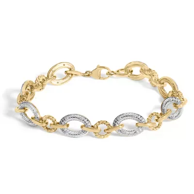 Gold Vermeil 1/10 Cttw Diamond Oval Link Bracelet, 7.5 In