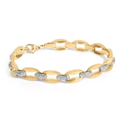 Gold Vermeil 1/10 Cttw Diamond Bold Link Bracelet, 7.25 In