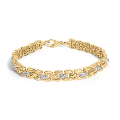 Gold Vermeil Plated Sterling Silver 1/7 Cttw Diamond Panther Link Bracelet, 7 In by Haus of Brilliance