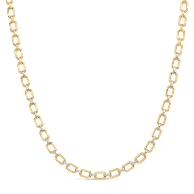 Gold Vermeil 1/4 Cttw Diamond Bold Octagonal Link Necklace, 18 In by Haus of Brilliance