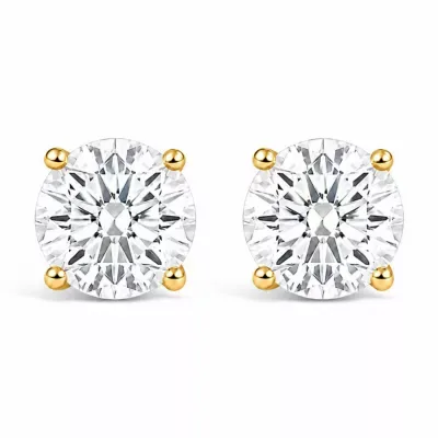 Lab Created IGI Certified 14K Gold 1.00 Cttw Round Lab Grown Diamond Solitaire Stud Earrings by Haus of Brilliance
